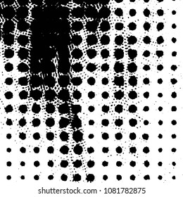 Abstract grunge grid stripe halftone background pattern. Black and white line vector illustration
