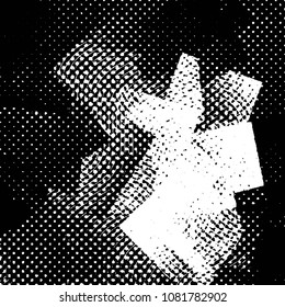 Abstract grunge grid stripe halftone background pattern. Black and white line vector illustration

