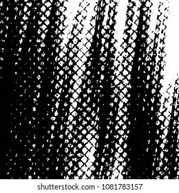 Abstract grunge grid stripe halftone background pattern. Black and white line vector illustration
