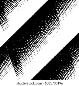Abstract grunge grid stripe halftone background pattern. Black and white line vector illustration
