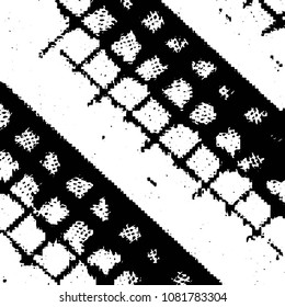 Abstract grunge grid stripe halftone background pattern. Black and white line vector illustration
