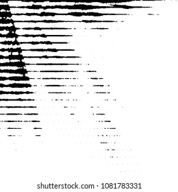 Abstract grunge grid stripe halftone background pattern. Black and white line vector illustration
