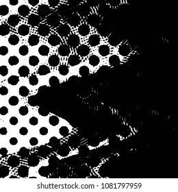Abstract grunge grid stripe halftone background pattern. Black and white line vector illustration
