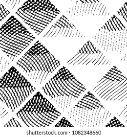 Abstract grunge grid stripe halftone background pattern. Black and white line vector illustration
