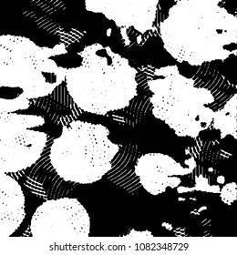 Abstract grunge grid stripe halftone background pattern. Black and white line vector illustration
