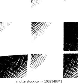 Abstract grunge grid stripe halftone background pattern. Black and white line vector illustration
