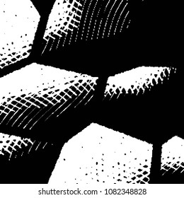 Abstract grunge grid stripe halftone background pattern. Black and white line vector illustration

