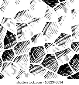 Abstract grunge grid stripe halftone background pattern. Black and white line vector illustration
