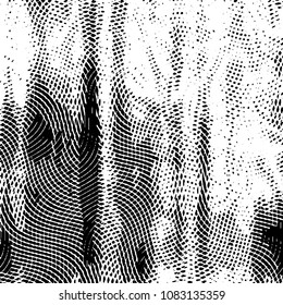 Abstract grunge grid stripe halftone background pattern. Black and white line vector illustration
