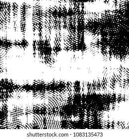 Abstract grunge grid stripe halftone background pattern. Black and white line vector illustration
