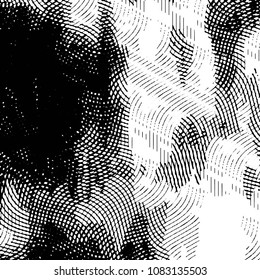 Abstract grunge grid stripe halftone background pattern. Black and white line vector illustration

