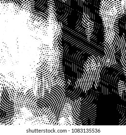 Abstract grunge grid stripe halftone background pattern. Black and white line vector illustration
