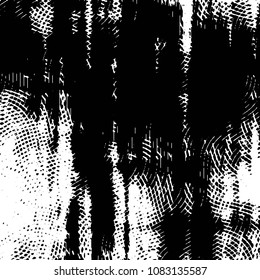 Abstract grunge grid stripe halftone background pattern. Black and white line vector illustration
