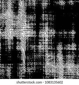 Abstract grunge grid stripe halftone background pattern. Black and white line vector illustration
