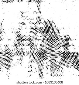 Abstract grunge grid stripe halftone background pattern. Black and white line vector illustration
