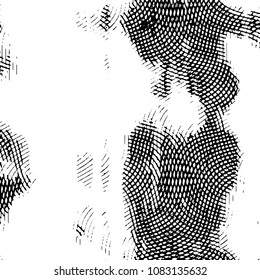 Abstract grunge grid stripe halftone background pattern. Black and white line vector illustration
