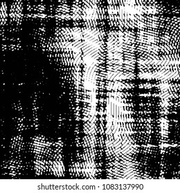 Abstract grunge grid stripe halftone background pattern. Black and white line vector illustration
