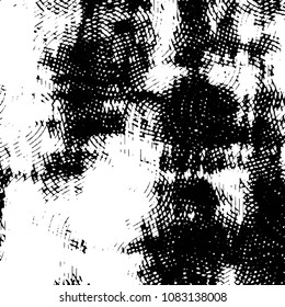Abstract grunge grid stripe halftone background pattern. Black and white line vector illustration

