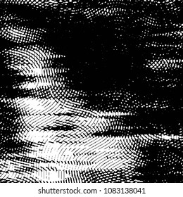 Abstract grunge grid stripe halftone background pattern. Black and white line vector illustration
