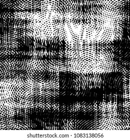 Abstract grunge grid stripe halftone background pattern. Black and white line vector illustration
