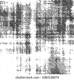 Abstract grunge grid stripe halftone background pattern. Black and white line vector illustration
