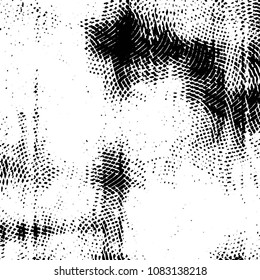 Abstract grunge grid stripe halftone background pattern. Black and white line vector illustration
