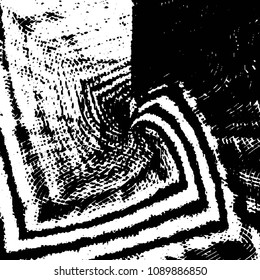 Abstract grunge grid stripe halftone background pattern. Black and white line vector illustration
