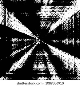 Abstract grunge grid stripe halftone background pattern. Black and white line vector illustration
