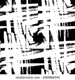 Abstract grunge grid stripe halftone background pattern. Black and white line vector illustration

