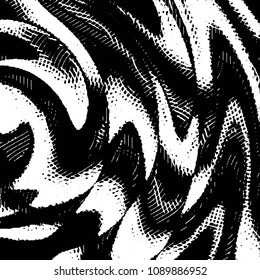 Abstract grunge grid stripe halftone background pattern. Black and white line vector illustration
