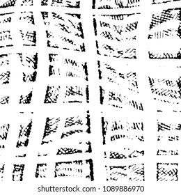 Abstract grunge grid stripe halftone background pattern. Black and white line vector illustration
