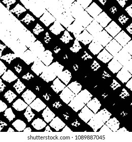 Abstract grunge grid stripe halftone background pattern. Black and white line vector illustration
