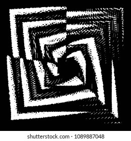 Abstract grunge grid stripe halftone background pattern. Black and white line vector illustration
