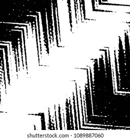 Abstract grunge grid stripe halftone background pattern. Black and white line vector illustration
