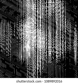 Abstract grunge grid stripe halftone background pattern. Black and white line vector illustration
