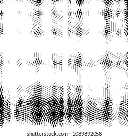 Abstract grunge grid stripe halftone background pattern. Black and white line vector illustration
