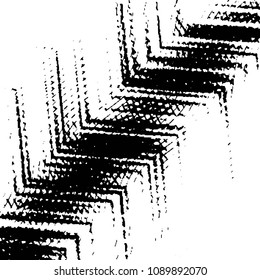 Abstract grunge grid stripe halftone background pattern. Black and white line vector illustration
