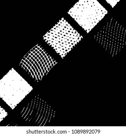 Abstract grunge grid stripe halftone background pattern. Black and white line vector illustration
