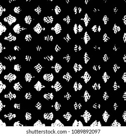 Abstract grunge grid stripe halftone background pattern. Black and white line vector illustration
