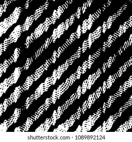 Abstract grunge grid stripe halftone background pattern. Black and white line vector illustration
