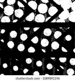 Abstract grunge grid stripe halftone background pattern. Black and white line vector illustration
