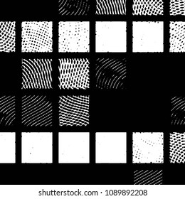 Abstract grunge grid stripe halftone background pattern. Black and white line vector illustration
