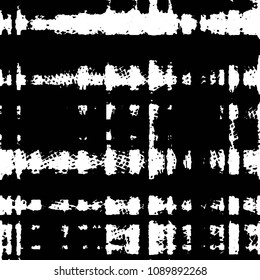 Abstract grunge grid stripe halftone background pattern. Black and white line vector illustration

