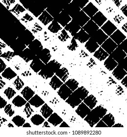 Abstract grunge grid stripe halftone background pattern. Black and white line vector illustration
