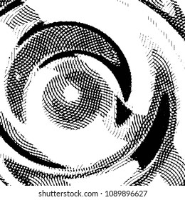 Abstract grunge grid stripe halftone background pattern. Black and white line vector illustration
