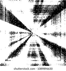 Abstract grunge grid stripe halftone background pattern. Black and white line vector illustration
