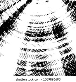 Abstract grunge grid stripe halftone background pattern. Black and white line vector illustration
