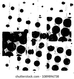 Abstract grunge grid stripe halftone background pattern. Black and white line vector illustration
