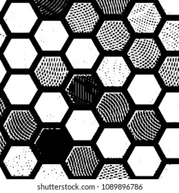 Abstract grunge grid stripe halftone background pattern. Black and white line vector illustration
