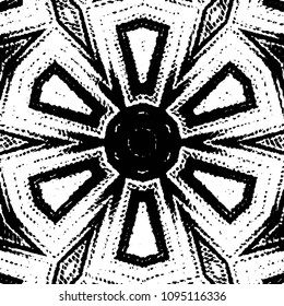 Abstract grunge grid stripe halftone background pattern. Black and white line vector illustration
